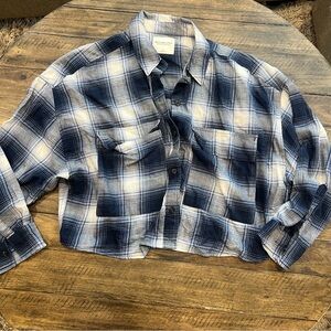 Abercrombie & Fitch Blue and White Plaid Crop Top